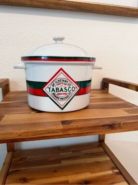 Vintage Tabasco Brand Ceramic Crock with Lid